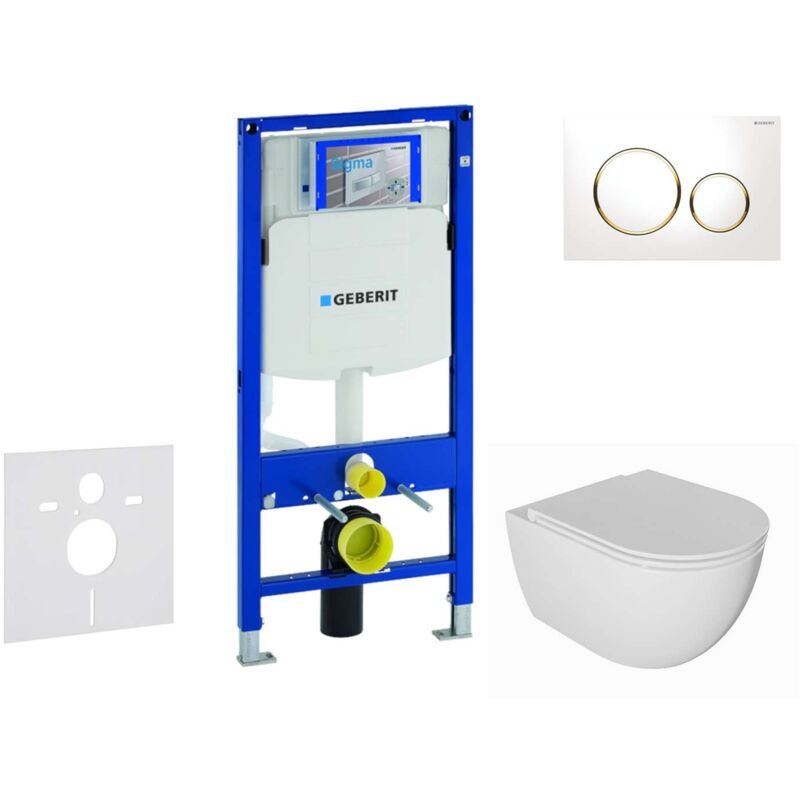 Duofix - Set de bâti-support, cuvette Oudee et abattant softclose, plaque de déclenchement Sigma20, blanc/doré SANI11CA3133 - Geberit