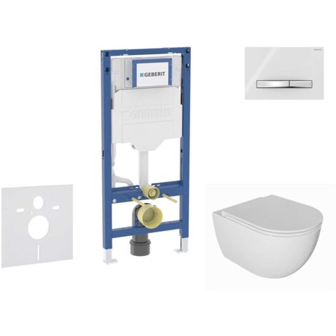 Geberit Duofix - Set de bâti-support, cuvette Oudee et abattant softclose, plaque de déclenchement Sigma50, chrome/blanc alpin SANI11CA3134B