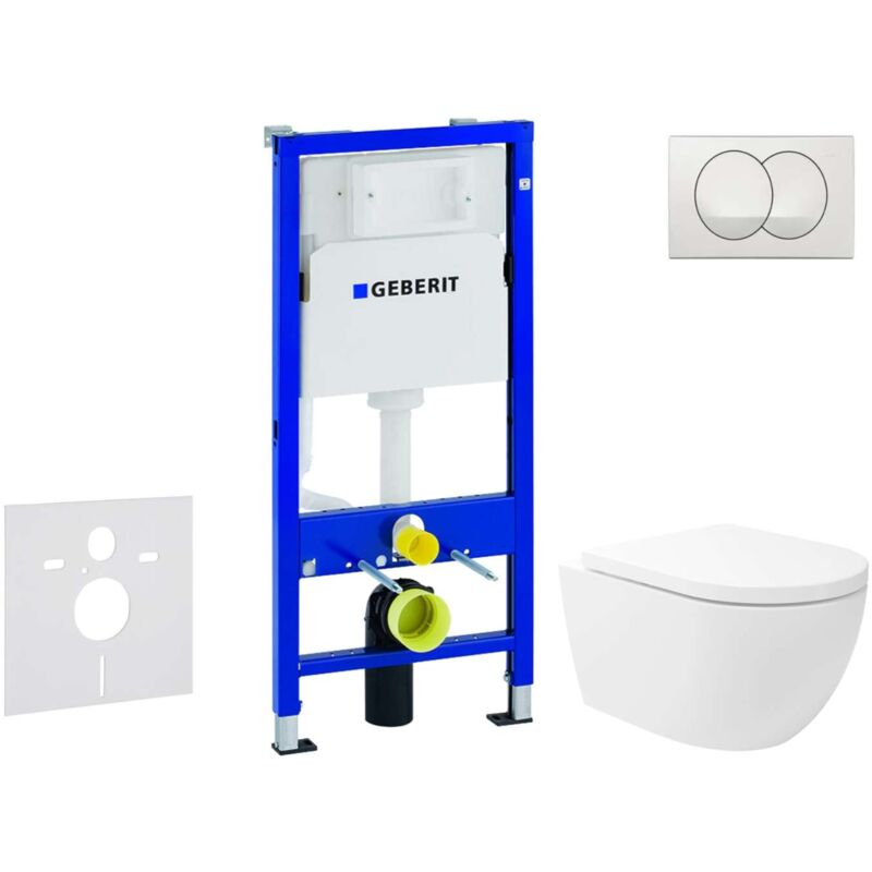 Geberit - Duofix - Set de bâti-support, cuvette Oudee Vortex et abattant softclose, plaque de déclenchement Delta, blanc SANI11CA3180