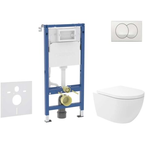 Geberit Duofix - Set de bâti-support, cuvette Oudee Vortex et abattant softclose, plaque de déclenchement Delta, blanc SANI11CA3180B