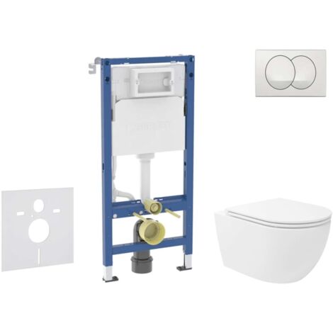 Geberit Duofix - Set de bâti-support, cuvette Oudee Vortex et abattant softclose, plaque de déclenchement Delta, blanc SANI11CA3191B