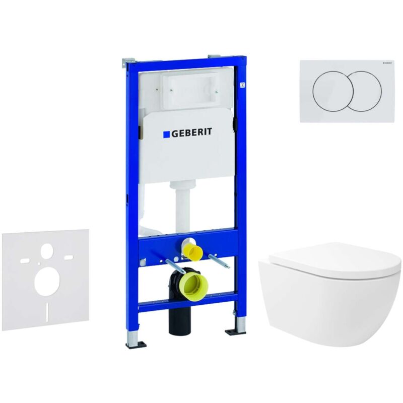 Duofix - Set de bâti-support, cuvette Oudee Vortex et abattant softclose, plaque de déclenchement Delta01, blanc alpin SANI11CA3179 - Geberit