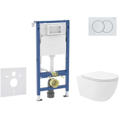 Geberit Duofix - Set de bâti-support, cuvette Oudee Vortex et abattant softclose, plaque de déclenchement Delta01, blanc alpin SANI11CA3190B