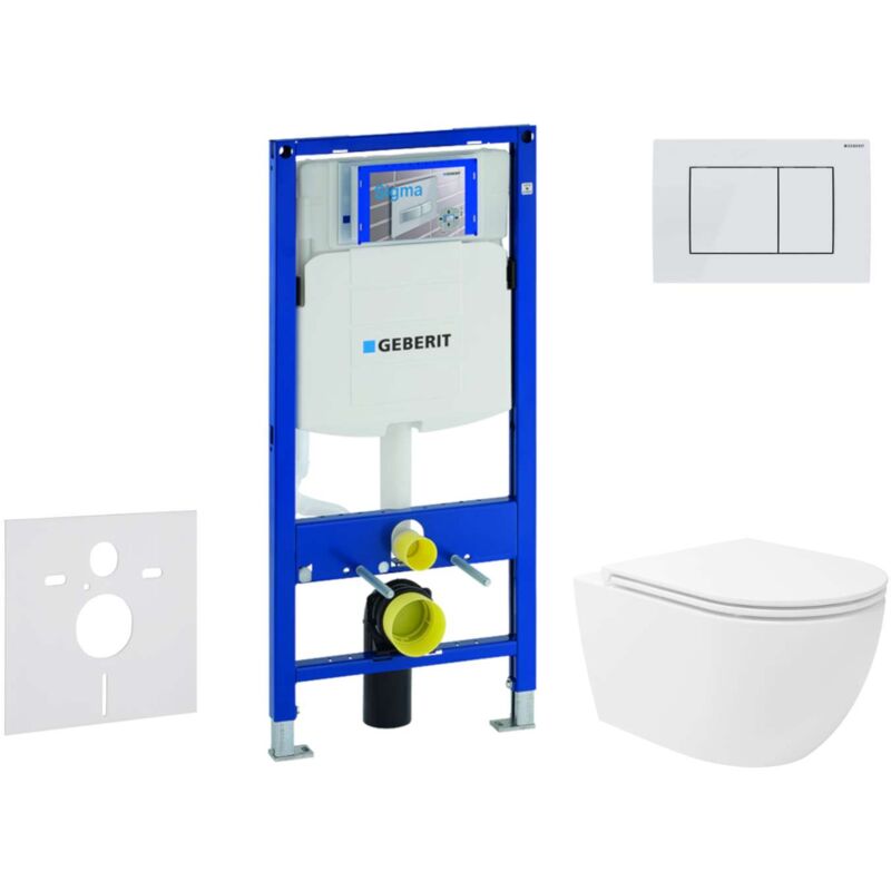 Duofix - Set de bâti-support, cuvette Oudee Vortex et abattant softclose, plaque de déclenchement Sigma30, blanc/blanc mat SANI11CA3189 - Geberit