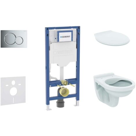 Geberit Duofix - Set di installazione pre- parete, vaso Alpha e sedile, pulsante Sigma01, cromo lucido SANI11CD1125
