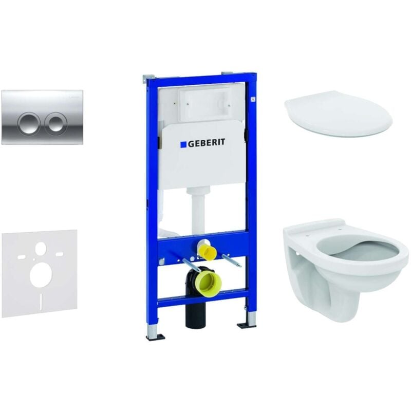Duofix - Set d'installation pré-murale, cuvette Alpha avec abattant, plaque de déclenchement Delta21, chrome brillant 458.103.00.1 NR2 - Geberit