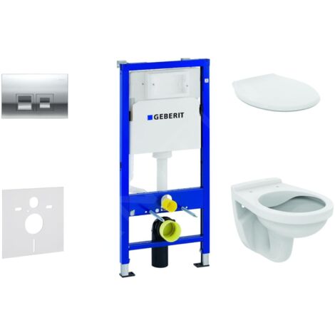 Geberit Duofix - Set d'installation pré-murale, cuvette Alpha avec abattant, plaque de déclenchement Delta35, chrome brillant