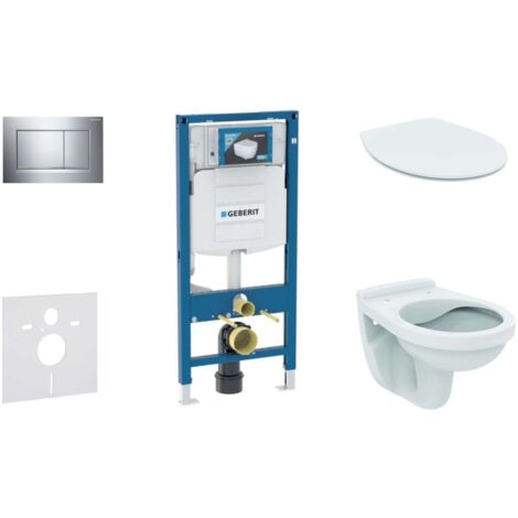 Geberit Duofix - Set d'installation pré-murale, cuvette Alpha avec abattant, plaque de déclenchement Sigma30, chrome 111.300.00.5 ND6