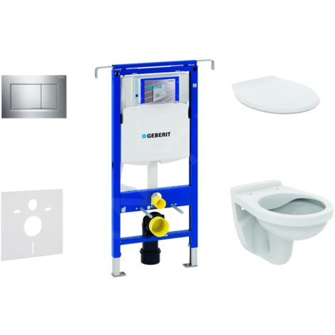 Geberit Duofix - Set d'installation pré-murale, cuvette Alpha avec abattant, plaque de déclenchement Sigma30, chrome