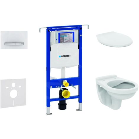 Geberit Duofix - Set d'installation pré-murale, cuvette Alpha avec abattant, plaque de déclenchement Sigma50, blanc alpin