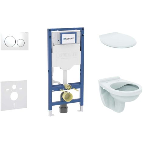 Geberit Duofix - Set per installazione pre- parete, vaso Alpha e sedile, pulsante Sigma20, bianco/cromo SANI11CD3127