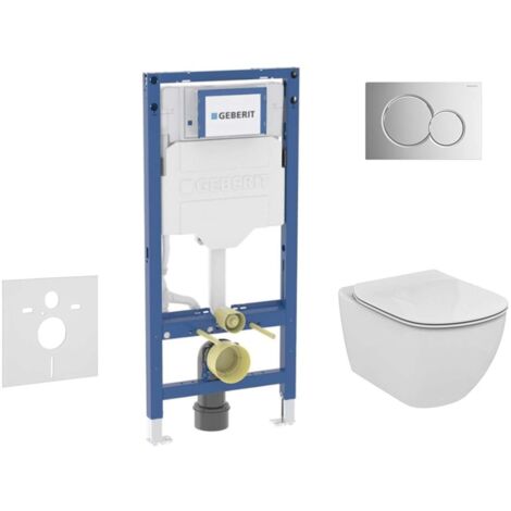 Geberit Duofix - Set per installazione pre- parete, vaso Tesi e sedile softclose, pulsante Sigma01, cromo lucido SANI11CD1133