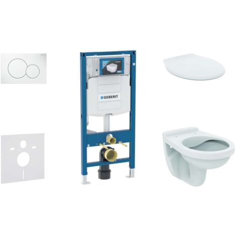 Geberit Duofix - Set Vorwandelement, Alpha-WC mit Sitz und Sigma01-Betätigungsplatte, Alpinweiß SANI11CD3124
