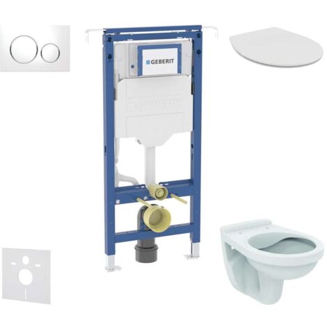 Geberit Duofix - Set Vorwandelement, Alpha-WC mit Sitz und Sigma20-Betätigungsplatte, weiß/Chrom SANI11CD3117