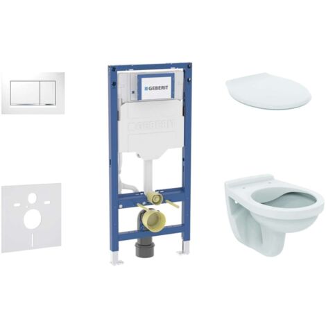 Geberit Duofix - Set Vorwandelement, Alpha-WC mit Sitz und Sigma30-Betätigungsplatte, weiß/Chrom SANI11CD3128