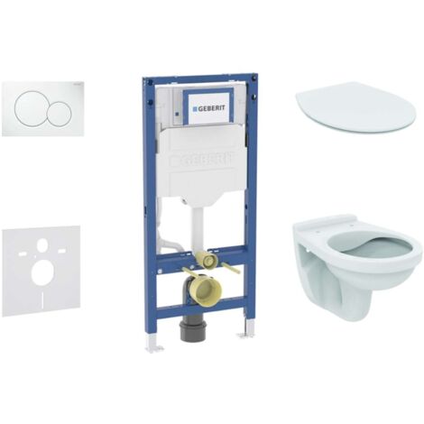 Geberit Duofix - Set Vorwandelement, Alpha-WC mit Softclose-Sitz und Sigma01-Betätigungsplatte, Alpinweiß SANI11CD3100