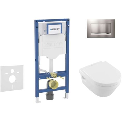 Geberit Duofix - Set Vorwandelement, Architectura-WC mit Softclose-Sitz und Sigma30-Betätigungsplatte, Chrom matt/Chrom SANI11CK2106