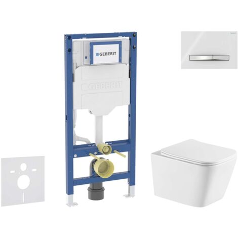 Geberit Duofix - Set Vorwandelement, Arkas I-WC mit Softclose-Sitz und Sigma50-Betätigungsplatte, Chrom/Alpinweiß SANI11CA31144