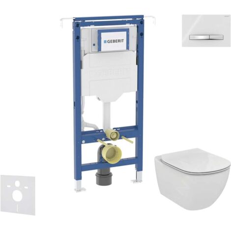 Geberit Duofix - Set Vorwandelement, Ideal Standard Tesi WC und Sitz, Sigma50 Tasten, Alpinweiß SANI11CD3130