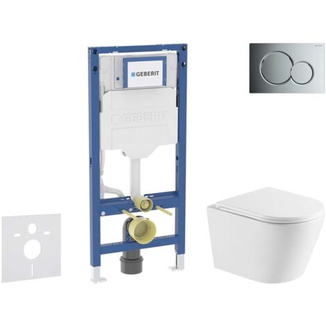 Geberit Duofix - Set Vorwandelement, Nefia-WC mit Softclose-Sitz und Sigma01-Betätigungsplatte, Chrom glänzend SANI11CA1161