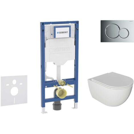 Geberit Duofix - Set Vorwandelement, Oudee-WC mit Softclose-Sitz und Sigma01-Betätigungsplatte, Chrom glänzend SANI11CA1120B