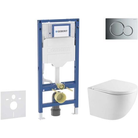 Geberit Duofix - Set Vorwandelement, Oudee-WC mit Softclose-Sitz und Sigma01-Betätigungsplatte, Chrom glänzend SANI11CA1158