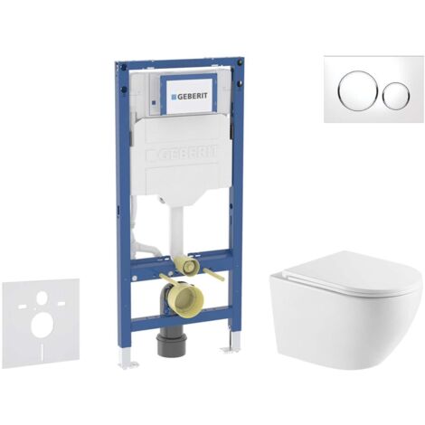 Geberit Duofix - Set Vorwandelement, Oudee-WC mit Softclose-Sitz und Sigma20-Betätigungsplatte, weiß/Chrom SANI11CA31118