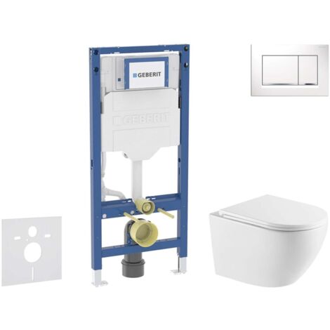 Geberit Duofix - Set Vorwandelement, Oudee-WC mit Softclose-Sitz und Sigma20-Betätigungsplatte, weiß/Chrom SANI11CA31119