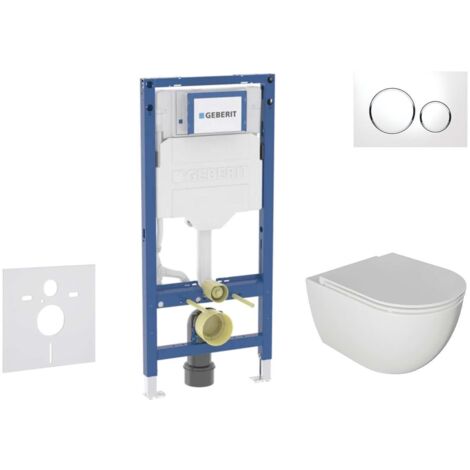 Geberit Duofix - Set Vorwandelement, Oudee-WC mit Softclose-Sitz und Sigma20-Betätigungsplatte, weiß/Chrom SANI11CA3114B