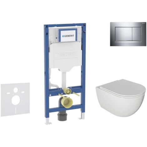 Geberit Duofix - Set Vorwandelement, Oudee-WC mit Softclose-Sitz und Sigma30-Betätigungsplatte, Chrom SANI11CA1121B
