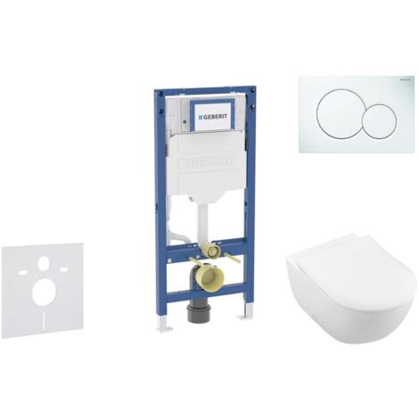 Geberit Duofix - Set Vorwandelement, Subway 2.0-WC mit Softclose-Sitz und Sigma01-Betätigungsplatte, Alpinweiß SANI11CK3108