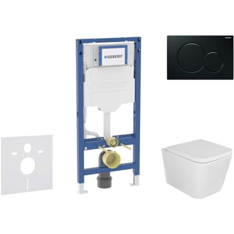 Geberit Duofix - Set Vorwandelement, WC Arkas I mit Softclose-Sitz und Sigma01-Betätigungsplatte, schwarz SANI11CA5123B