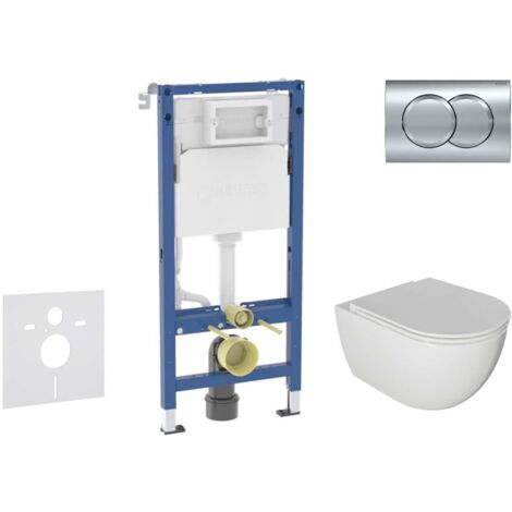 Geberit Duofix - Set Vorwandelement, WC Oudee mit Softclose-Sitz und Delta01-Betätigungsplatte, chrom glänzend SANI11CA1124B