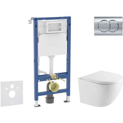 Geberit Duofix - Set Vorwandelement, WC Oudee mit Softclose-Sitz und Delta01-Betätigungsplatte, chrom glänzend SANI11CA1160
