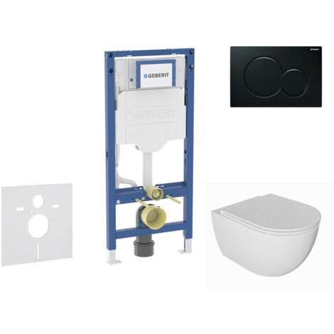 Geberit Duofix - Set Vorwandelement, WC Oudee mit Softclose-Sitz und Sigma01-Betätigungsplatte, schwarz SANI11CA5133B