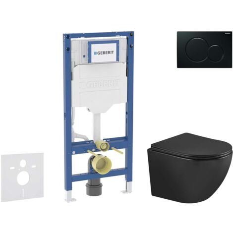 Geberit Duofix - Set Vorwandelement, WC Oudee mit Softclose-Sitz und Sigma01-Betätigungsplatte, schwarz SANI11CA5508
