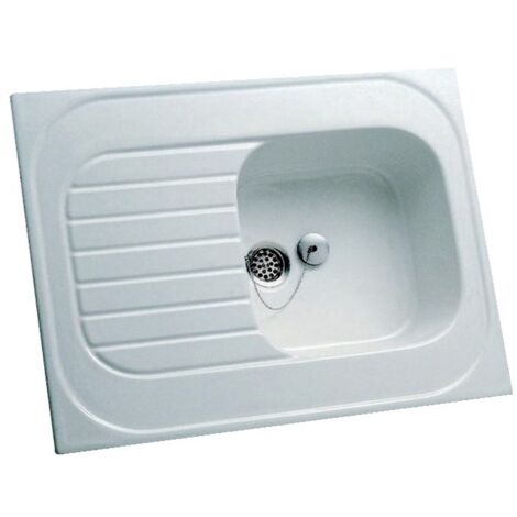 Geberit – Évier à poser réversible 1 bac – Dimensions 100x60cm – Bonde inox Ø62 avec trop plein – Trous amorcés pour robinetterie monotrou
