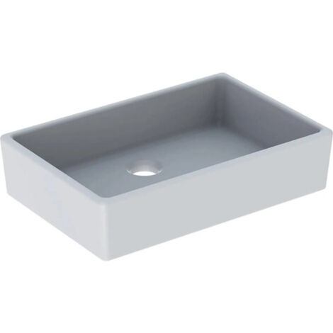 Geberit – Évier céramique bandeau blanc 600x500 mm – Installation murale – Sans trop-plein – Profondeur cuve 11 cm – Diamètre bonde 62 mm