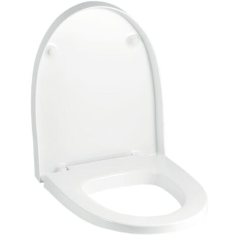 Geberit Flow WC siège 575950000 blanc, charnières en acier inoxydable, avec mécanisme de fermeture amortie