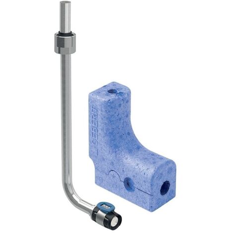 Geberit FlowFit Metallrohr-Anschlussbogen 90 Grad mit Anschlussverschraubung für Eurokonus d 20mm, d1 15mm, L1 30cm, vernickelt