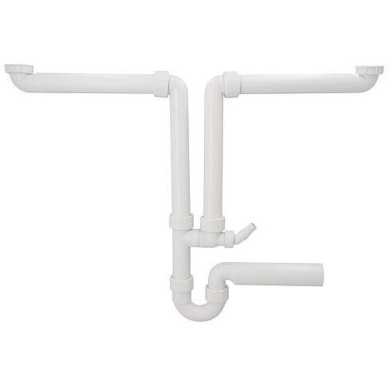 Geberit - Accessoires - Siphon pour éviers double, avec embout cannelé équerre, sortie horizontale, d 40 mm 152.886.11.1