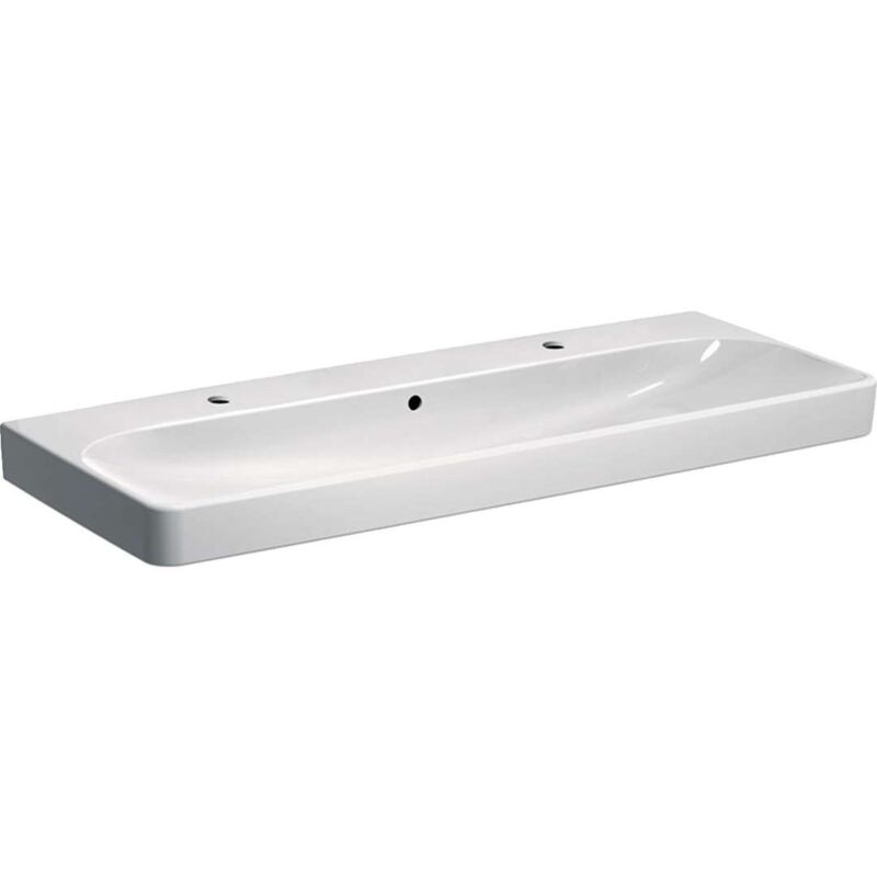 Geberit - Smyle Square - Double lavabo 120x48 cm, avec trop-plein, 2 trous pour robinetterie, blanc 500.253.01.1