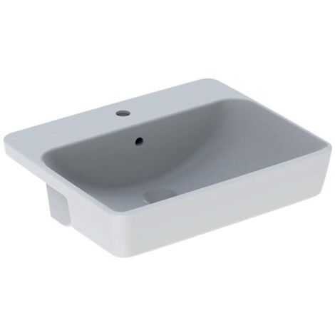 Geberit Halb-Einbauwaschtisch VariForm 55x45cm, m Hahnl., m ÜL, quadr., weiß