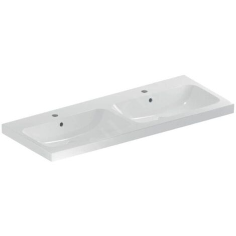 Geberit iCon Light lavabo double, 120 cm x 48 cm, avec 2 trous