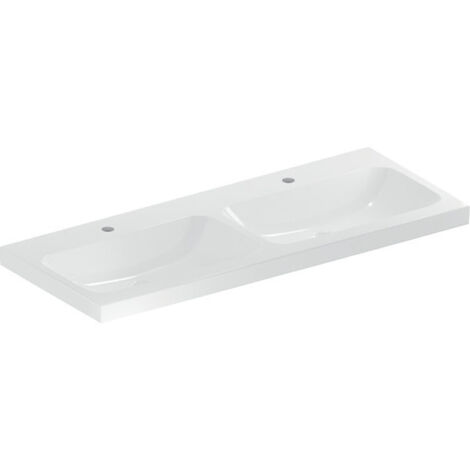 Geberit iCon Light lavabo double, 120 cm x 48 cm, avec 2 trous