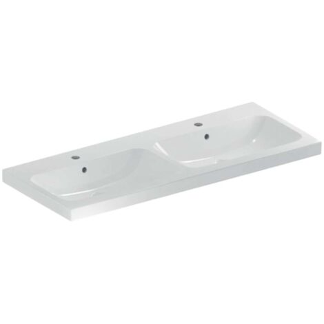 Geberit iCon Light lavabo double, 120 cm x 48 cm, avec 2 trous