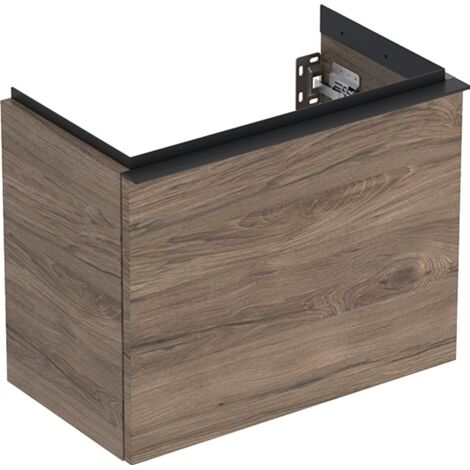 Geberit iCon Meuble sous-lavabo pour lavabo, 1 tiroir, 52x41,5x30,7 cm, 502302, Coloris: Façade/carcasse : noyer hickory/mélamine texture bois, poignée : lave/poudre mate - 502.302.JR.1