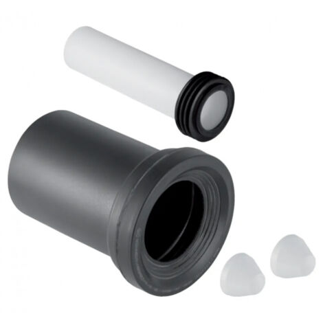 Geberit – Kit de conduits de raccordement pour WC suspendus 110x185 mm – Tuyau d’évacuation PE-HD – Tuyau d’arrivée 45x185 mm – 2 bouchons caches