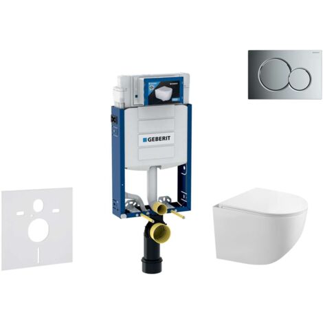 Geberit Kombifix - Conjunto de módulo de instalación empotrada, inodoro Gaia y asiento softclose, pulsador de descarga Sigma01, cromo brillante SANI15CA1118