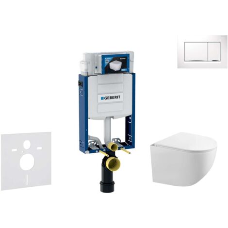 Geberit Kombifix - Conjunto de módulo de instalación empotrada, inodoro Gaia y asiento softclose, pulsador de descarga Sigma20, blanco/cromo SANI15CA3115